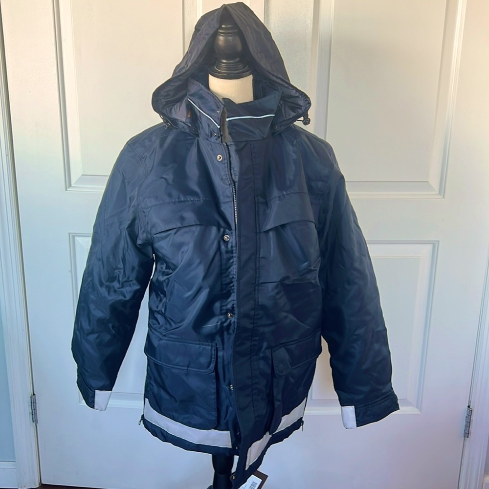 Mens Winter coat new warm navy reflective water resistant size small